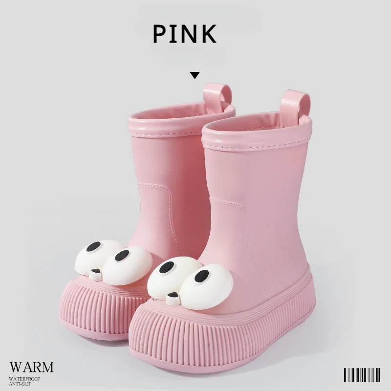 Botas de lluvia para mujer, impermeables, ligeras, con ojales grandes y asas fáciles de poner, resistentes al agua, de altura media.