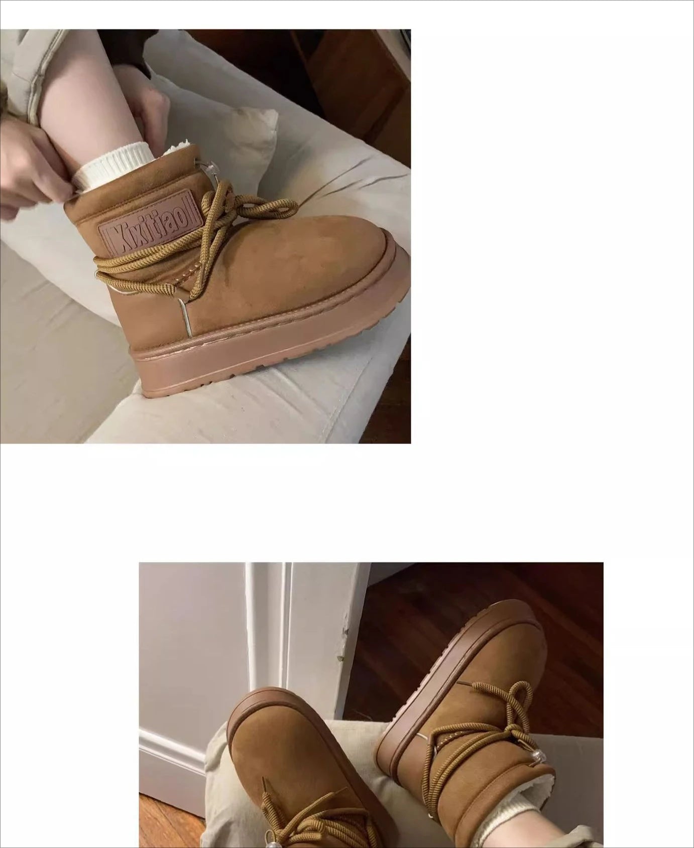 Women’s Snow Boot With Waterproof Lace Up Mid-Calf Outdoor Winter Deep Tread Rubber Sole