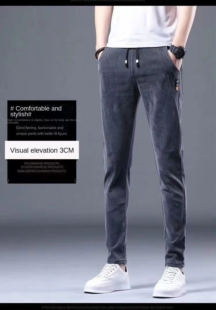 2024 New Korean Fashion Summer Thin Loose Jeans Mens Drawstring Pants Golf Joggings Jeans Man Japanese Streetwear Harem Trousers