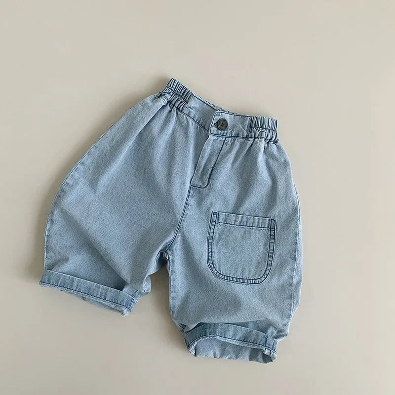 Pantalones vaqueros finos para niños de 1 a 5 años, primavera y verano, holgados e informales, a la moda, para niñas.