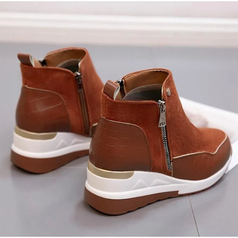 SyfIyno New Women's Fashion Winter Shoes Women's Warm Boots Girls' Platform Snow Shoes Women's Wedge High Heels Large Size 35-43