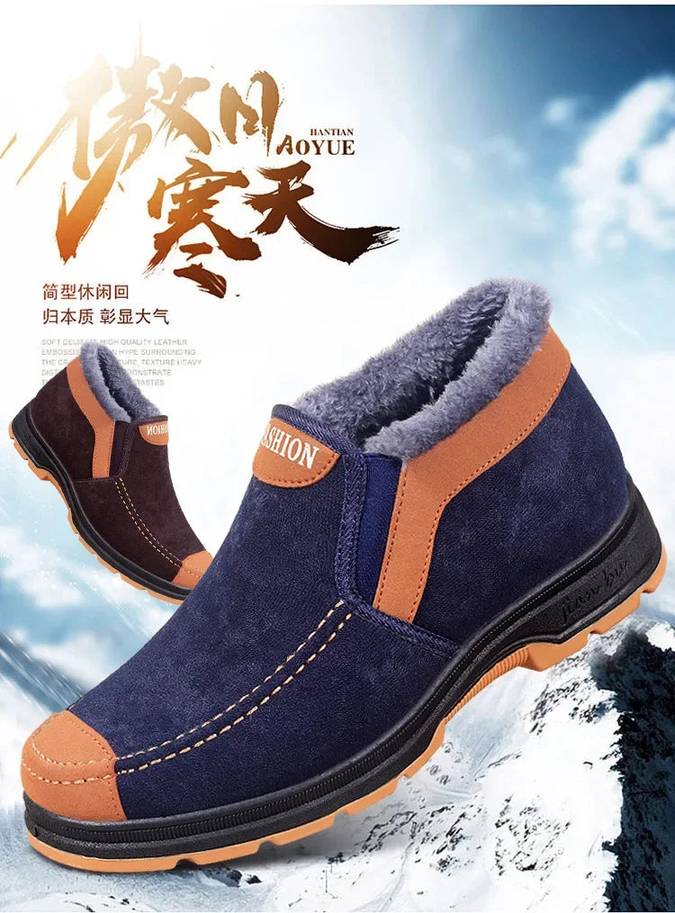 Zapatos de algodón para hombre, zapatos de invierno a la moda, botas de nieve para hombre, zapatos acolchados, gruesos, cómodos y cálidos para caminar, botas men2024