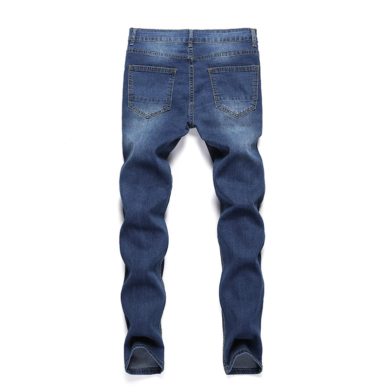 2025 New Fashion Street Style Ripped Skinny Jeans Men Vintage wash Solid Denim Trouser Mens Casual Slim fit pencil denim Pants