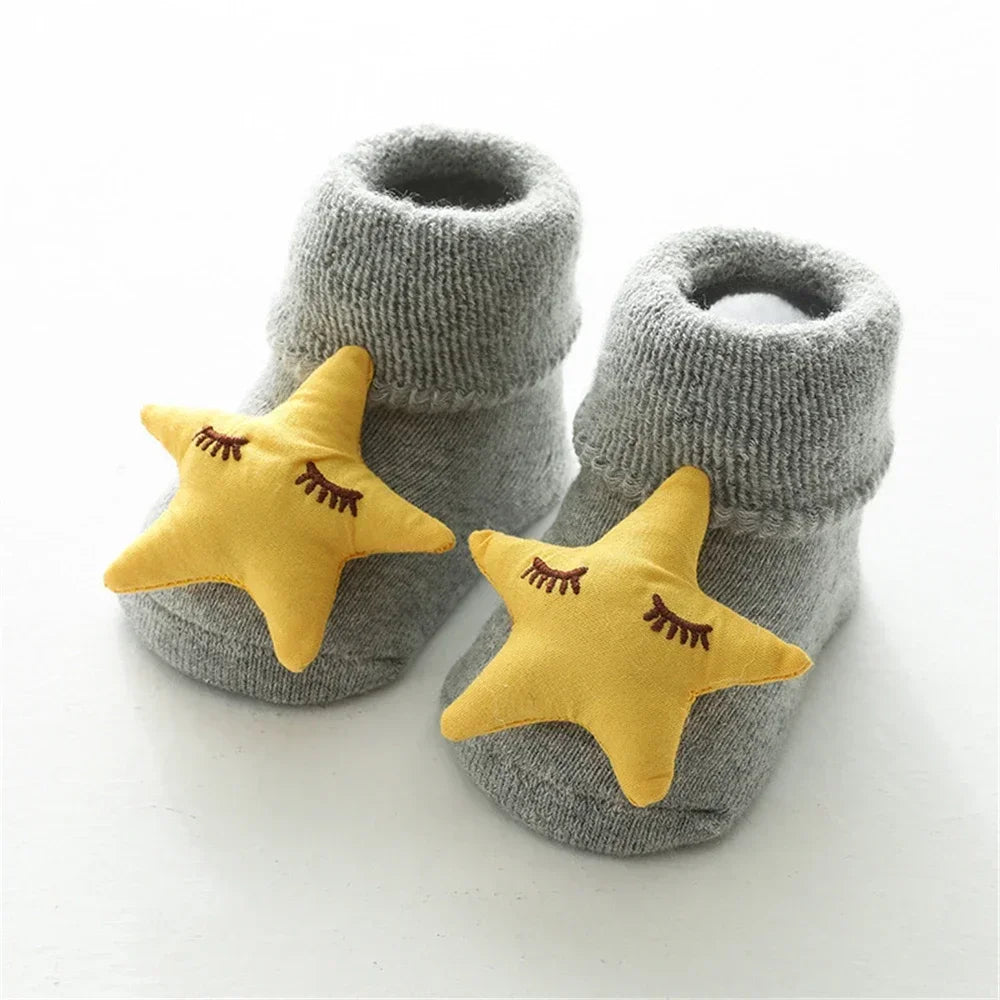 0-12Months Winter Warm Baby Socks Cartoon Animal Newborn Infant Baby Boy Baby Girl Cotton Socks Anti Slip Floor Socks Leg Warmer