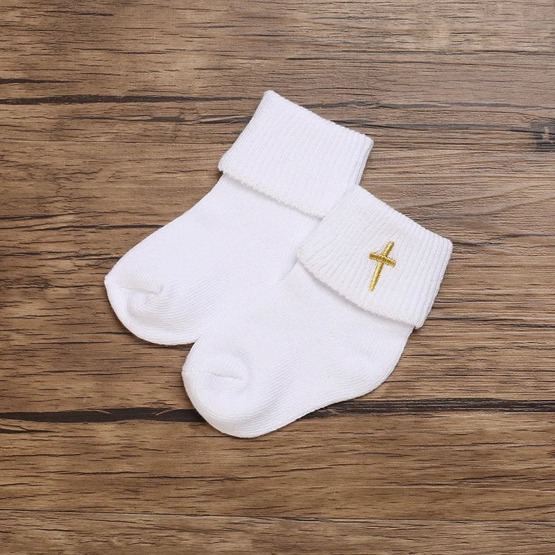 0-2 Years Old Boys and Girls Short Socks Soft Cotton Baby Socks Newborn White Baptism Infant Daily Kindergarten Wear