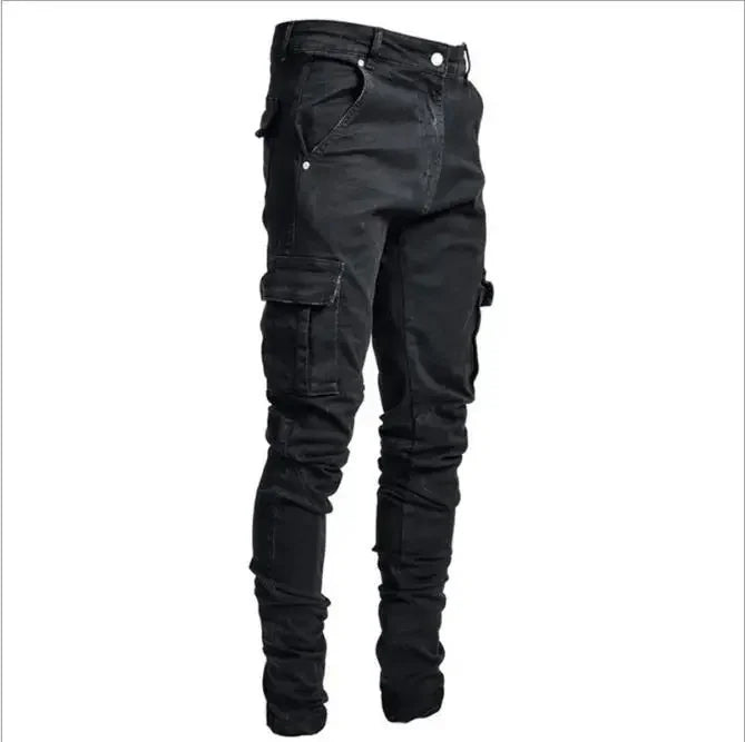 Straight Jeans Men Punk Skinny Denim Pants Spring Summer Boyfriend Jeans Streetwear Zipper Slim Fit Black Goth Trousers