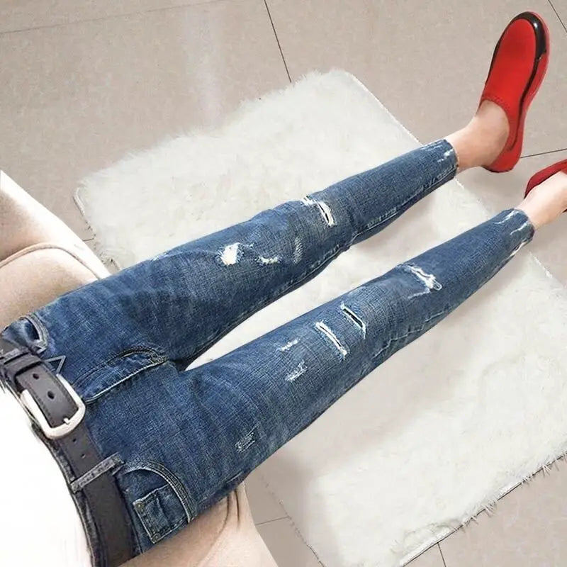 Spring Summer Work Wear Men Luxury Casual Fashion Korean Style Clothes Hip-hop Jeans Slim Japanese Streetwear Beggar Feet Pants