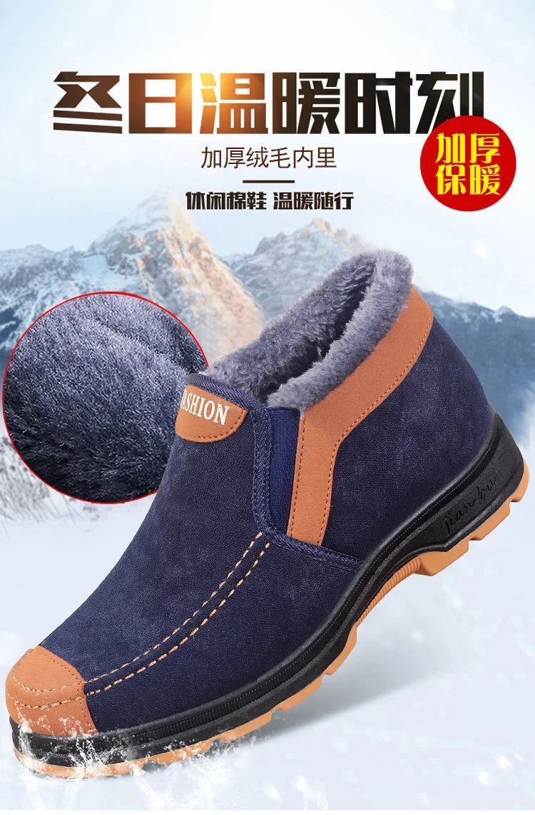 Zapatos de algodón para hombre, zapatos de invierno a la moda, botas de nieve para hombre, zapatos acolchados, gruesos, cómodos y cálidos para caminar, botas men2024