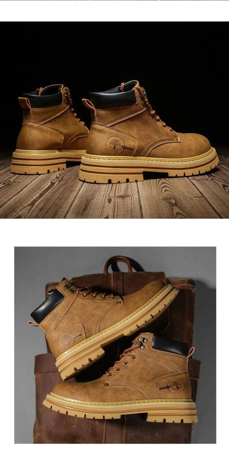 Botines de verano para hombre, cómodos botines de plataforma de cuero, botas de trabajo antideslizantes para hombre, botas altas de motociclista