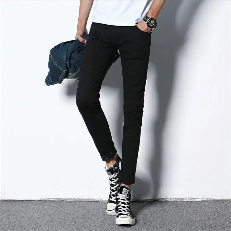 Harajuku Fashion Men's Jeans Stretch  Luxury Clothes for Men Korean Style Streetwear Cowboy Solid Snowflake Skinny Denim Pants