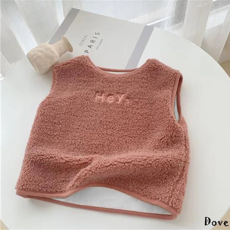 Vests & Waistcoats Girls Boys Polar Fleece Jacket Outer Wear Casual Simple Letter Embroidered Jacket Autumn Winter Children's