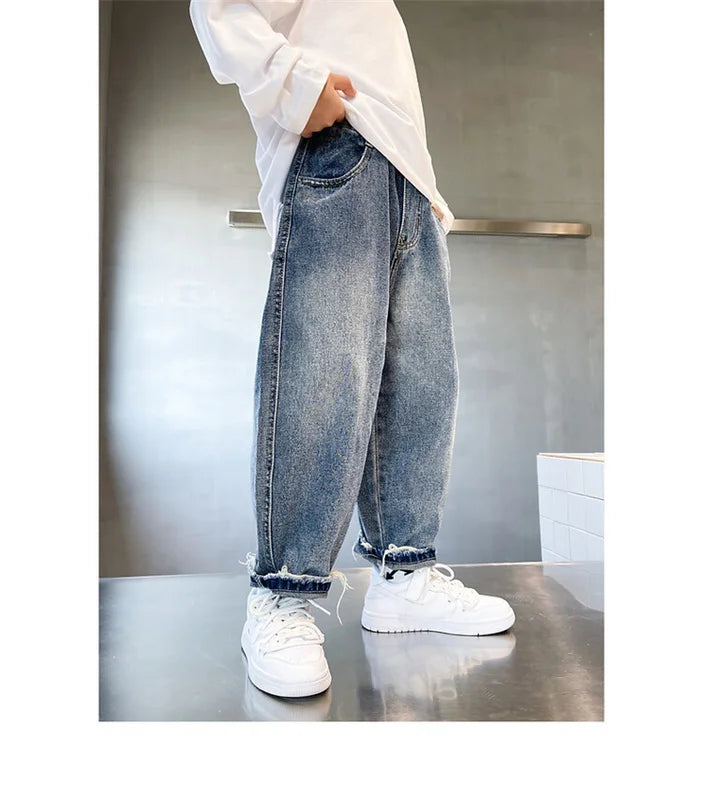 Pantalones vaqueros largos para niños, algodón, primavera otoño 2024, para bebés, adolescentes, ropa de abrigo de alta calidad.