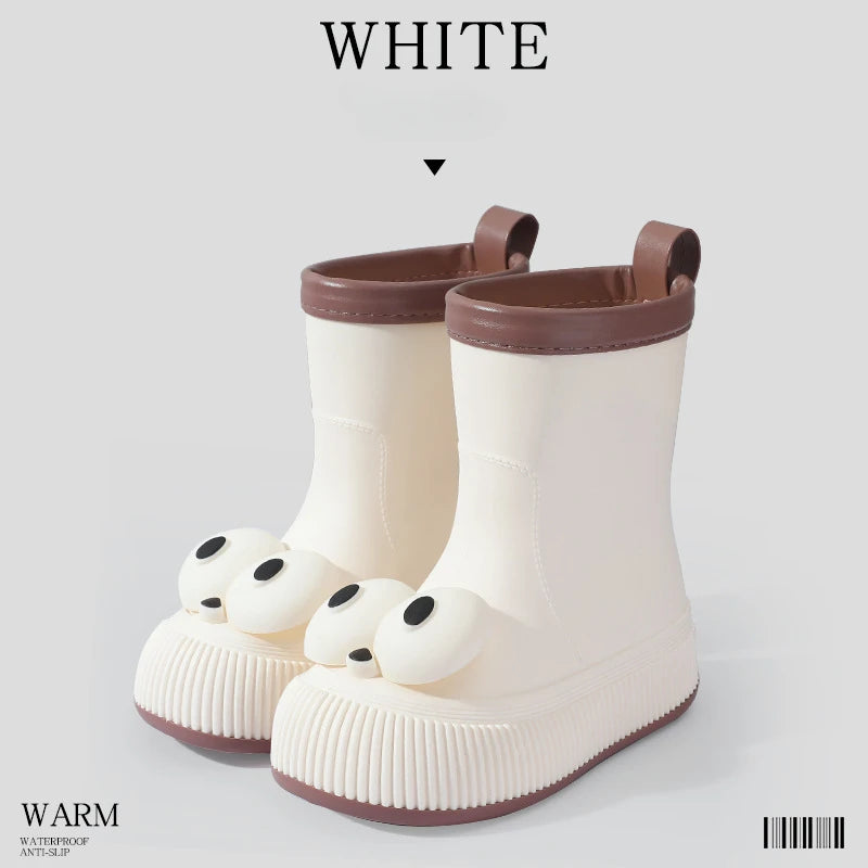 Botas de lluvia para mujer, impermeables, ligeras, con ojales grandes y asas fáciles de poner, resistentes al agua, de altura media.