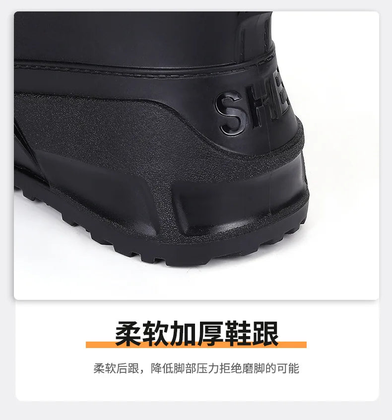 Waterproof Ankle Rain Boots for Men Chef Kitchen Fleece-lined Man Shoes Work Fashion Rainy Day Non-slip Garden Fishing Wellies