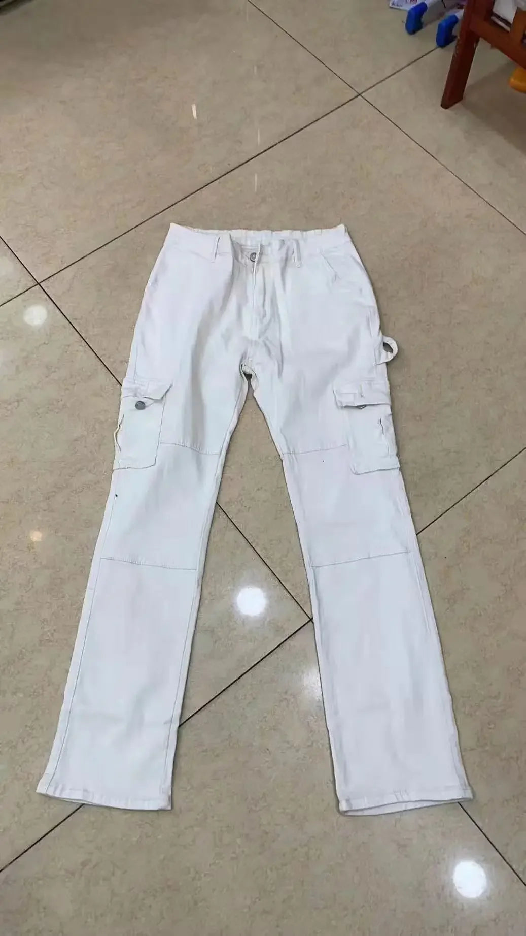 2024 New High Elasticity Solid Color Casual Multi Pocket Workwear Fashion Trend Versatile Lifting Hip Long Jeans for Women