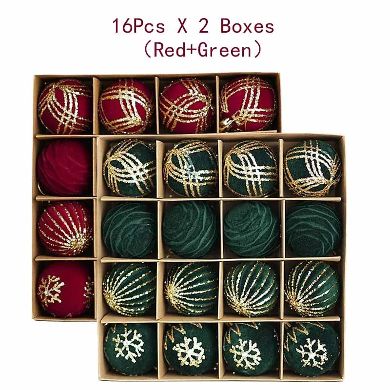 12/16 piezas de adornos navideños de bolas de color rojo vino de 6 cm, con efecto nevado, para árbol de Navidad, fiestas, Año Nuevo, esferas navideñas colgantes.