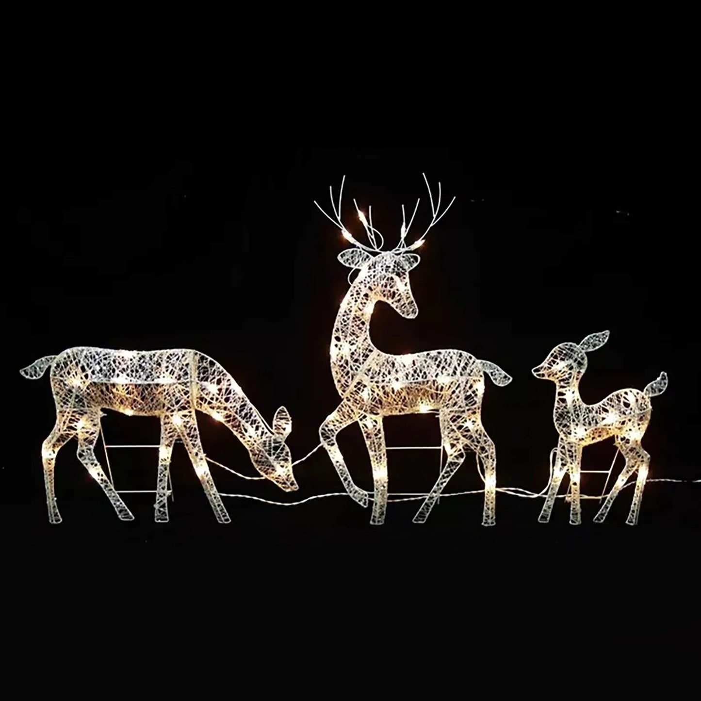 3Pc Lighted Deer Reindeer Family Lighted Deer Christmas Decor With Led Lights Light Up Bucks Doe And Fawn Indoor Or Outdoor Yard