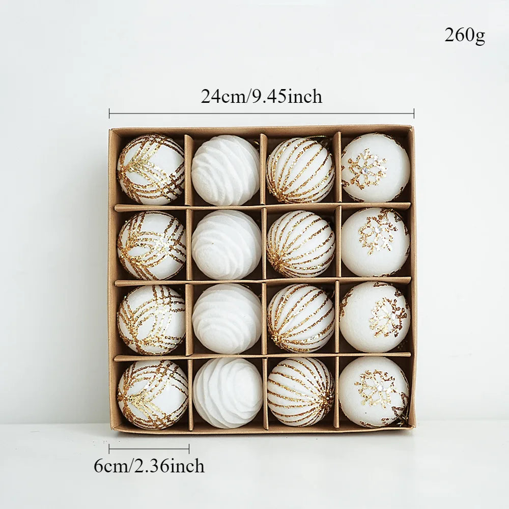 12/16 piezas de adornos navideños de bolas de color rojo vino de 6 cm, con efecto nevado, para árbol de Navidad, fiestas, Año Nuevo, esferas navideñas colgantes.