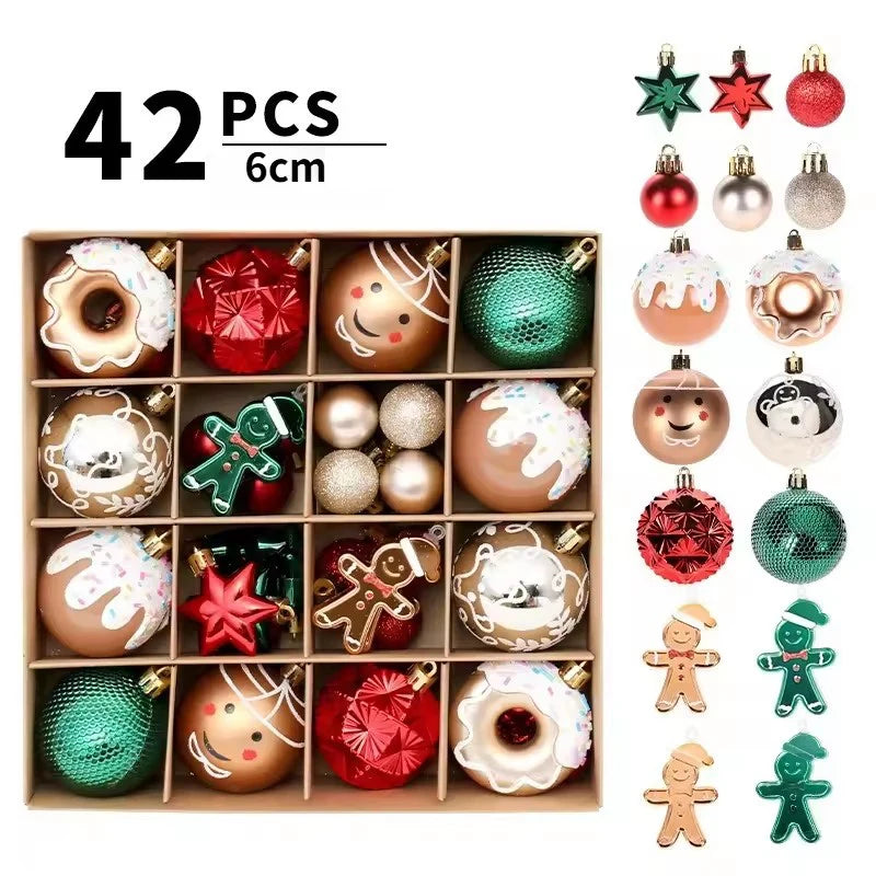 42PCS 6CM Christmas Ball Champagne Xmas Tree Hanging Pendant Ornaments 2025 Christmas Home Decoration 2026 New Year Party Gifts
