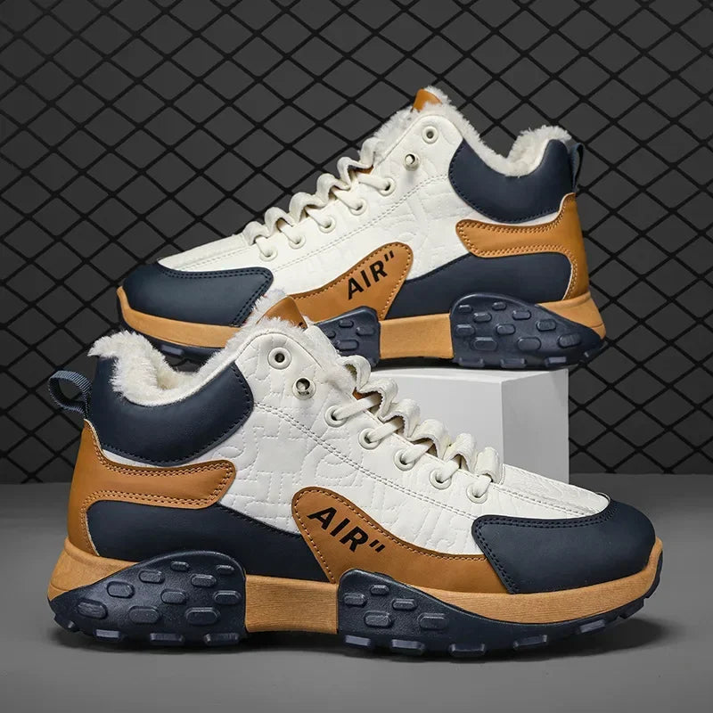 Zapatos de plataforma cálidos de algodón para hombre, zapatillas gruesas para hombre, zapatos vulcanizados de invierno, zapatillas casuales de moda para hombre, botas de nieve de caña alta