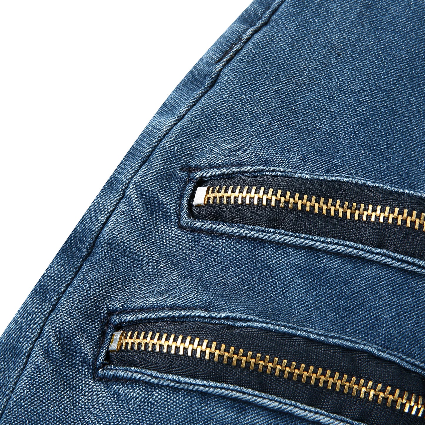 2025 New Men Slim Biker Ripped Long Denim Trousers Skinny Jeans Side Straps Zips Male Jogging Pants Destroyed Stretchy Pants