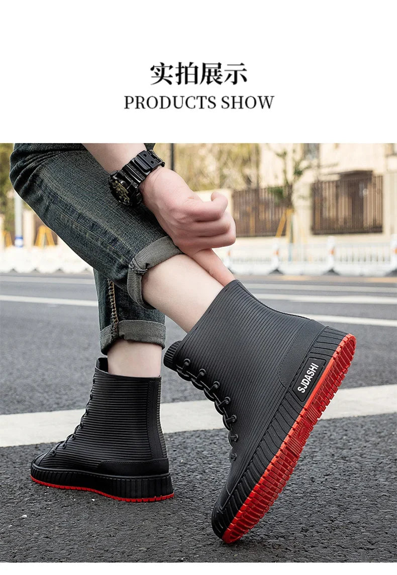 Nuevas botas impermeables de caña corta para hombre y mujer, forradas con forro polar, cálidas, antideslizantes, resistentes al desgaste, ideales para la lluvia y el exterior.