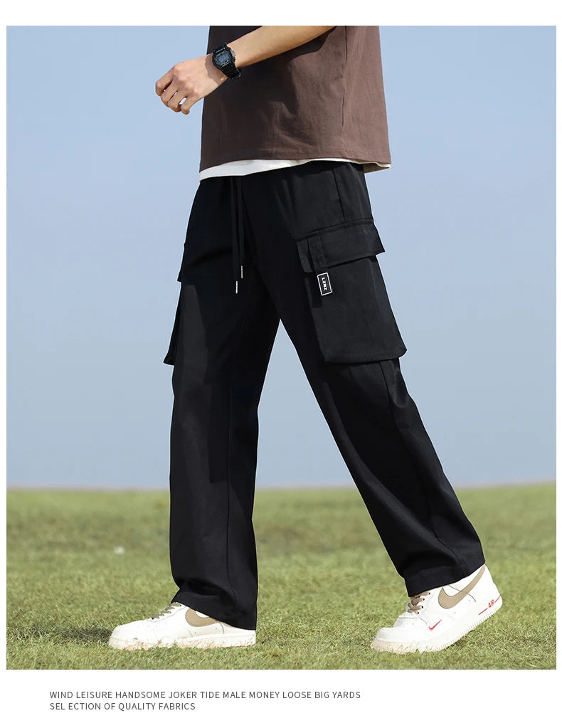 Youth Fashion Trend High-quality Outdoor Sports Leisure Workwear Long Pants Comfortable Breathable Leg Tied Straight Leg Pants