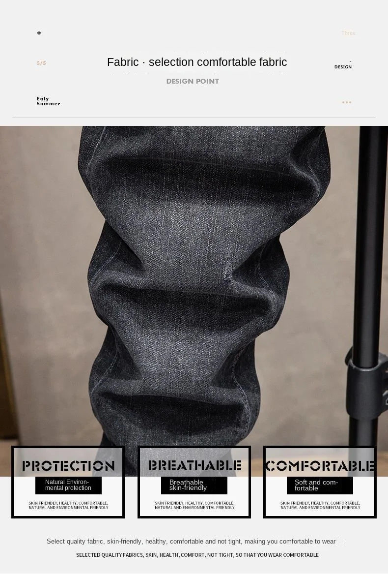 Winter Pants Brushed Denim Fabric Korean Style Clothes Luxury Street Men's Boots Cut Stretch Slim Plush Wool Thicken Jeans Pants