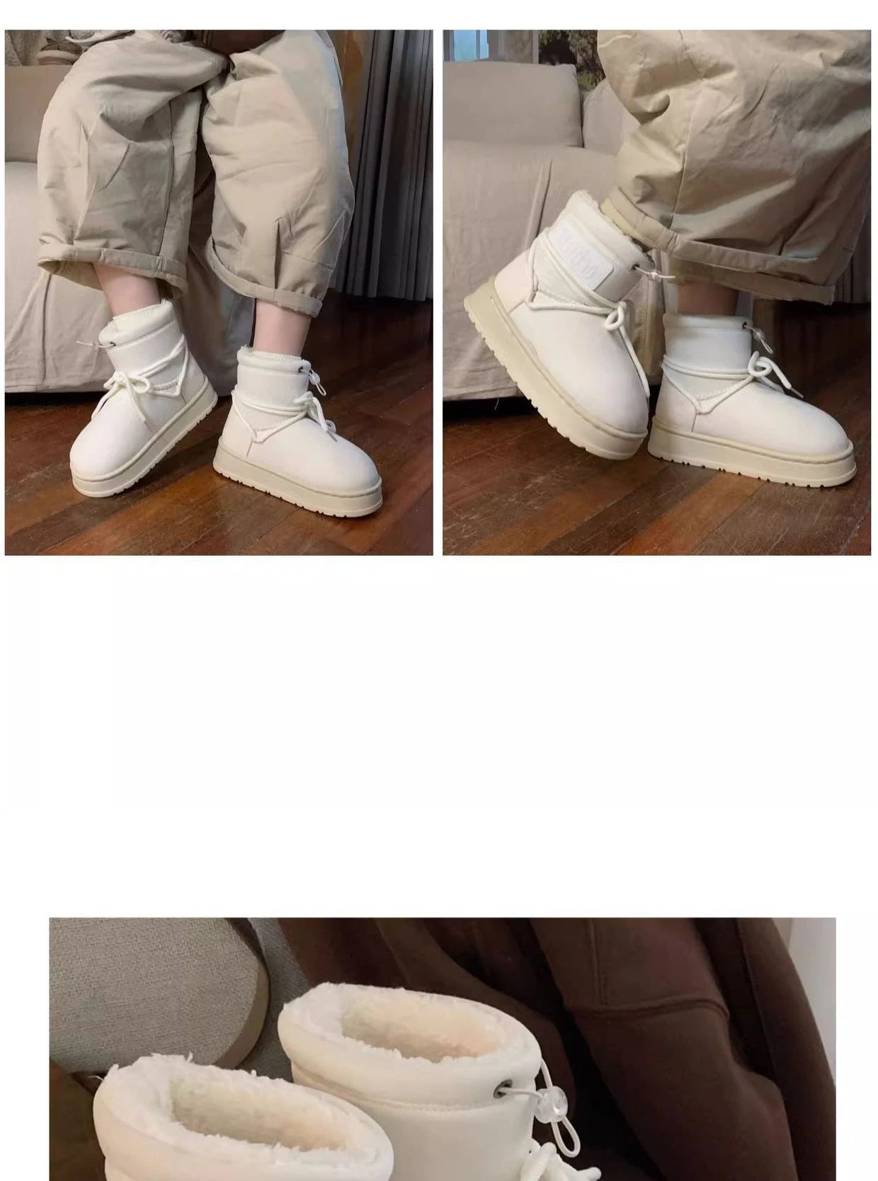 Women’s Snow Boot With Waterproof Lace Up Mid-Calf Outdoor Winter Deep Tread Rubber Sole