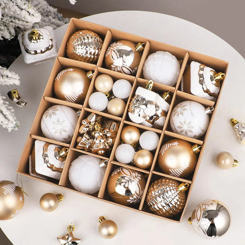 42PCS 6CM Christmas Ball Champagne Xmas Tree Hanging Pendant Ornaments 2025 Christmas Home Decoration 2026 New Year Party Gifts