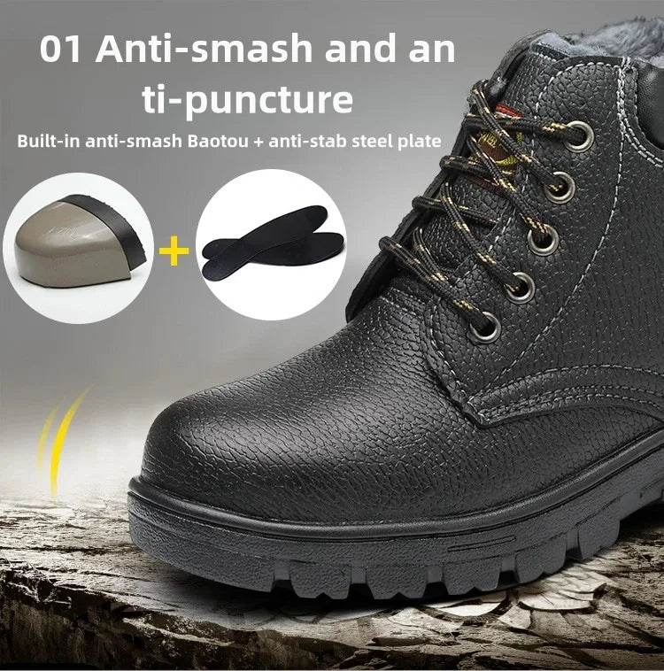 Botas de seguridad para hombre, indestructibles, con puntera de acero, impermeables, resistentes al desgaste y a los impactos.