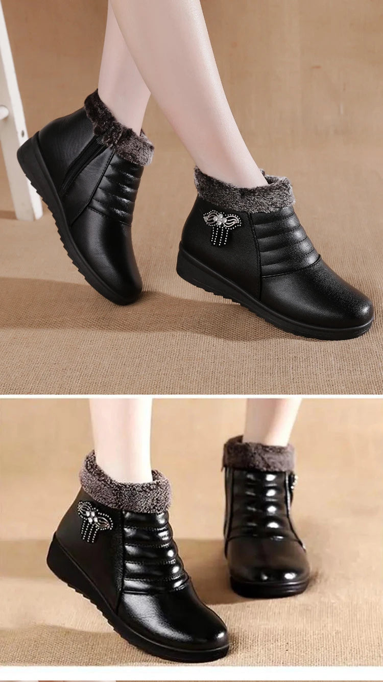 Nuevas botas de invierno para mujer, botines gruesos de felpa para mujer, con cremallera, cómodas botas de nieve para exteriores, zapatos de algodón a la moda, botas De Mujer