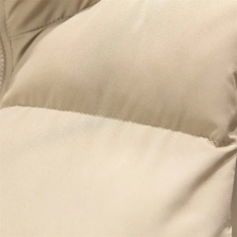 Warm Parkas Women Single Breasted Coats Autumn Winter Vest Coat Khaki High Waist Casual Vests Elegant Y2k Jackets Thick