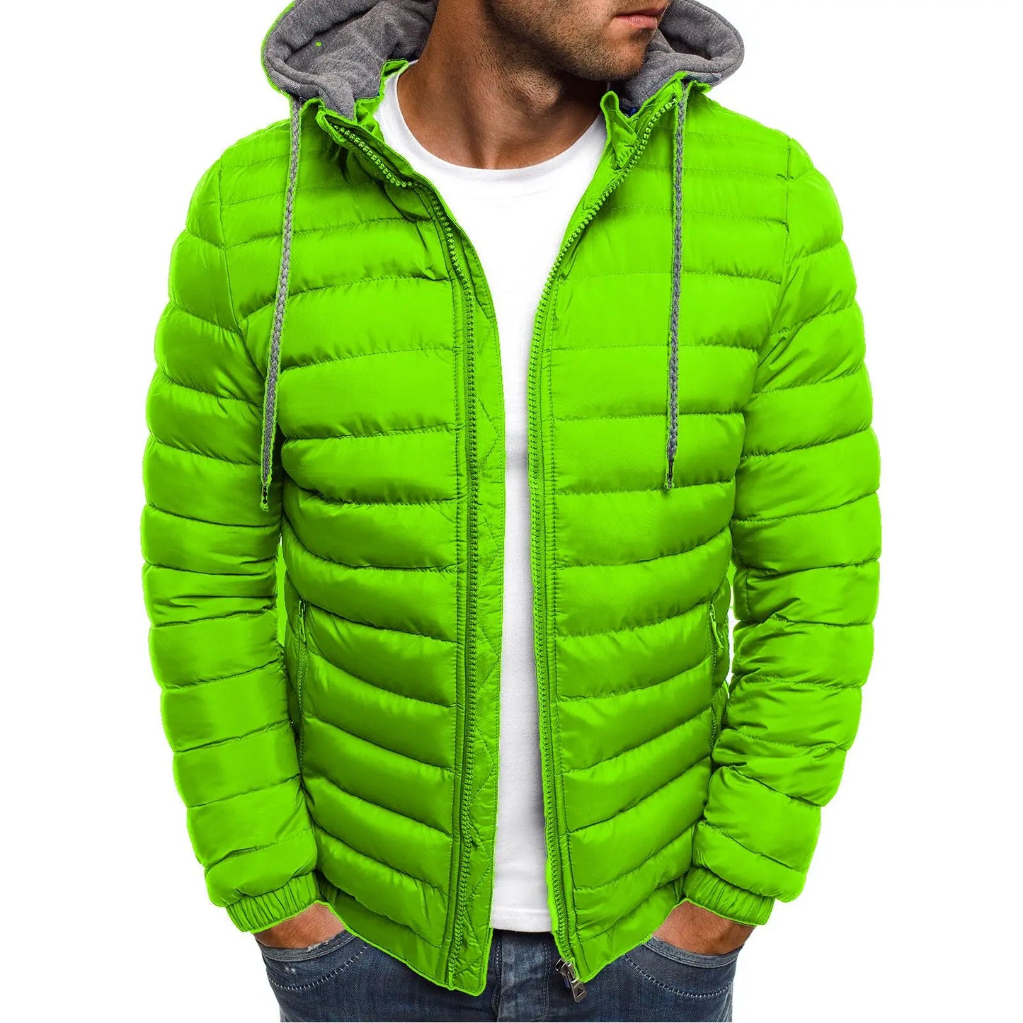 New Autumn Winter Men's Parkas Solid Hooded Cotton Coat Jacket Casual Warm Clothes Mens Overcoat Streetwear Puffer Jacket Male