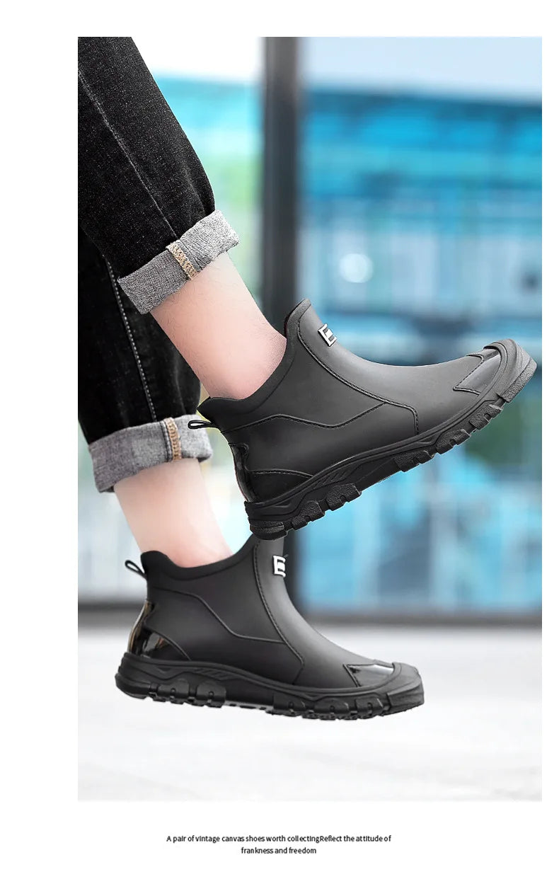 Botas de lluvia para hombre, ideales para primavera y otoño. Botas de goma resistentes e impermeables. Botas de lluvia de invierno con forro polar para hombre. Tallas grandes. Calzado de protección laboral.