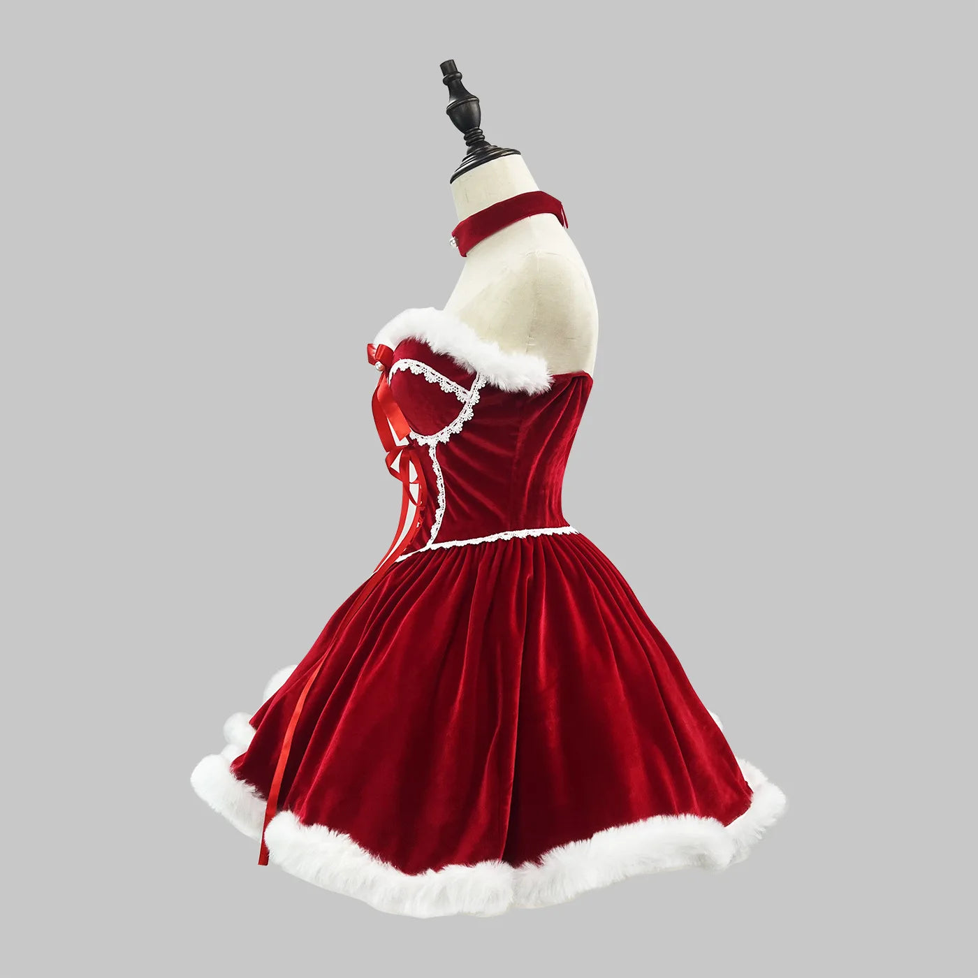 Robe de Noël Lolita rouge sexy tube, tailles S à 5XL, costume cosplay bordeaux, soutien-gorge, robe, cape, déguisement de fête