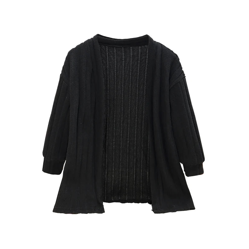 Girls Solid Color Casual Outing Knitted Cardigan Children's Spring and Autumn Simple Versatile Jacket