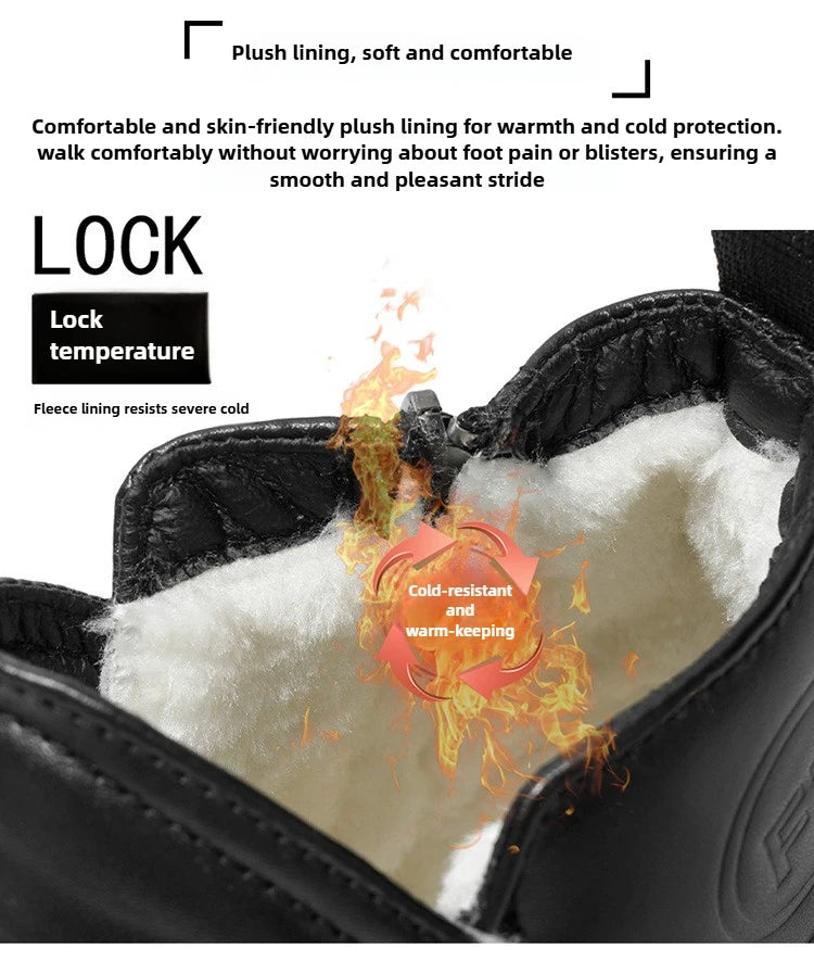 Winter New Fashion Men's Boots Thick Plush Ankle Boots with Thick Soles Black Business Comfortable Leather Shoes tenis masculino