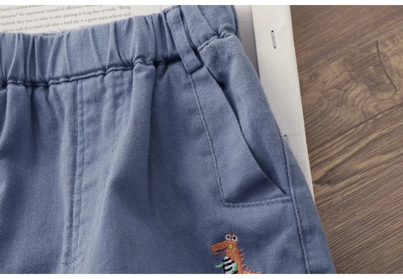 Boys' Summer New Cartoon Embroidered Jeans Versatile Small Legged Haren Pants Casual Pants Children's Stylish Pants