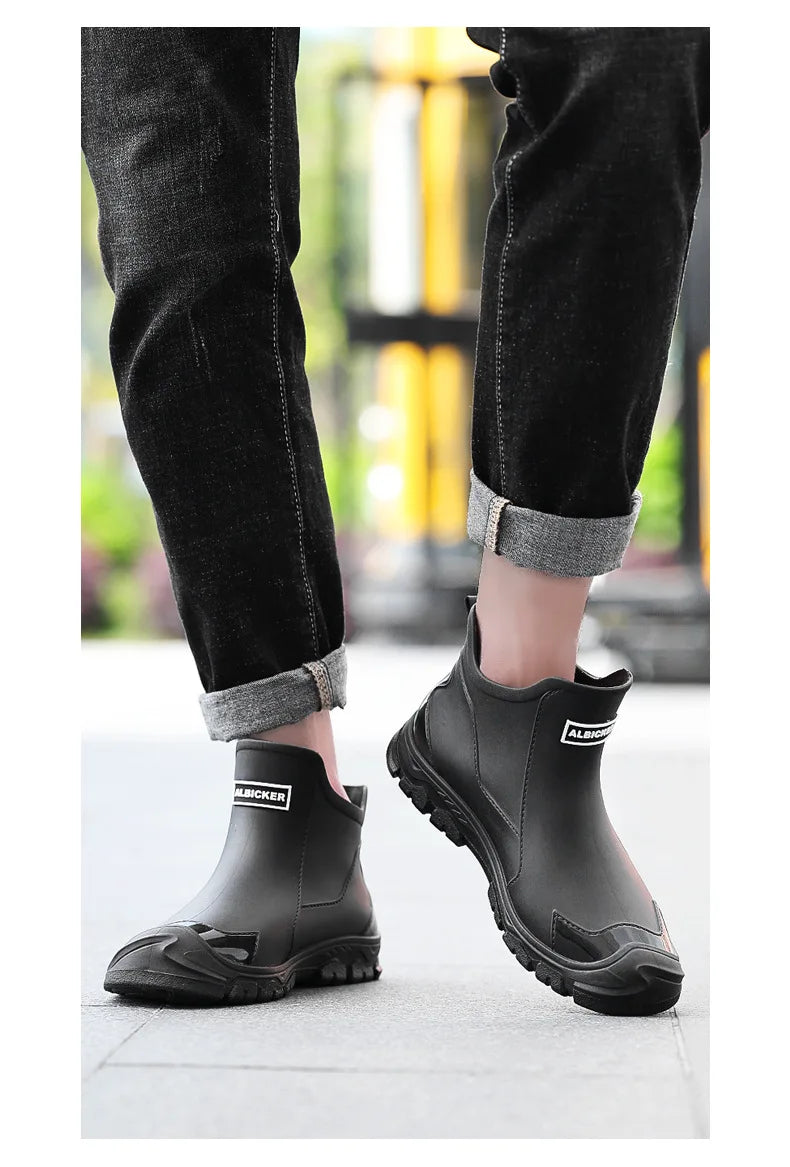 Botas de lluvia para hombre, ideales para primavera y otoño. Botas de goma resistentes e impermeables. Botas de lluvia de invierno con forro polar para hombre. Tallas grandes. Calzado de protección laboral.