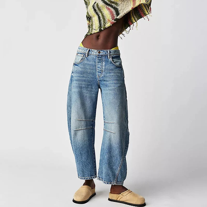 Pantalones vaqueros de pierna ancha para mujer, informales, holgados, de cintura baja, estilo boyfriend, con bolsillos, estilo Y2K