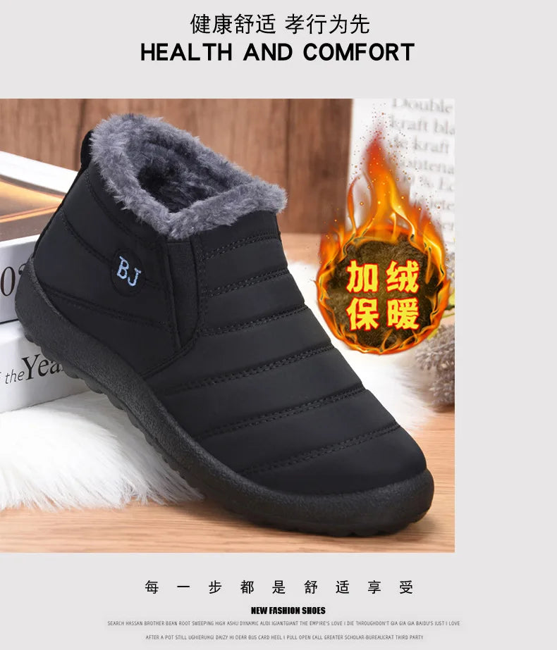 Botas de invierno de algodón para hombre, botas de nieve de plataforma suaves con forro de piel cálida, botines de invierno para hombre, zapatillas deportivas de invierno para hombre, zapatos casuales para hombre