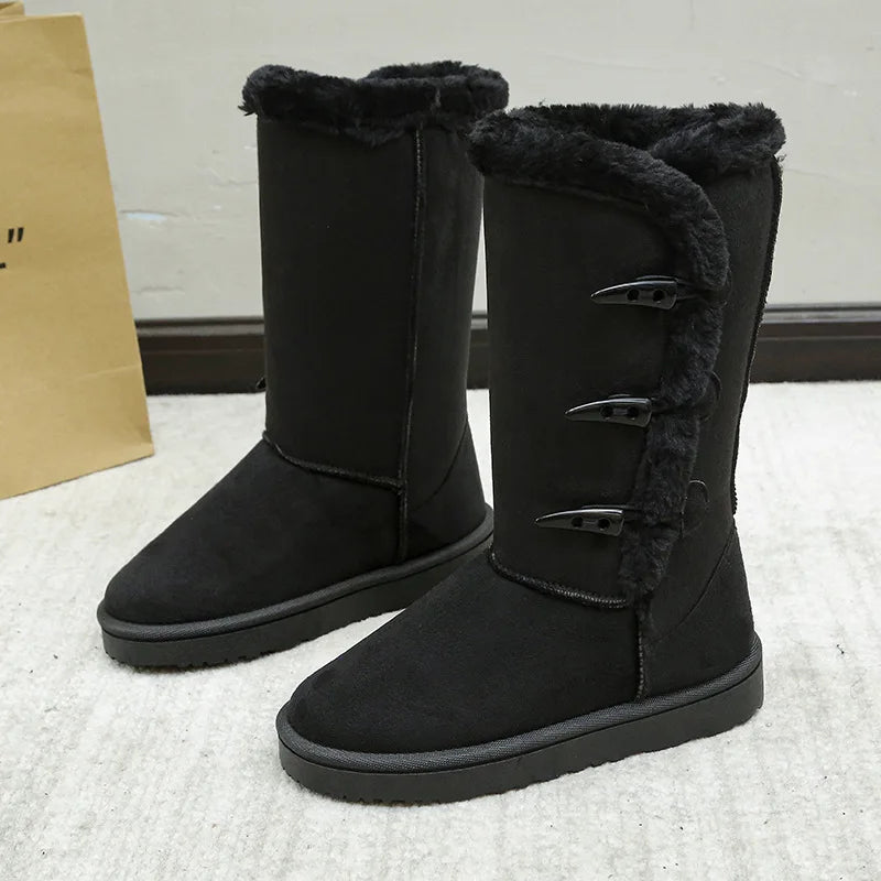 Trend winter warm Women's Snow boots  For Waterproof non-slip  bull horn buckle lady ankle boot cotton shoes
