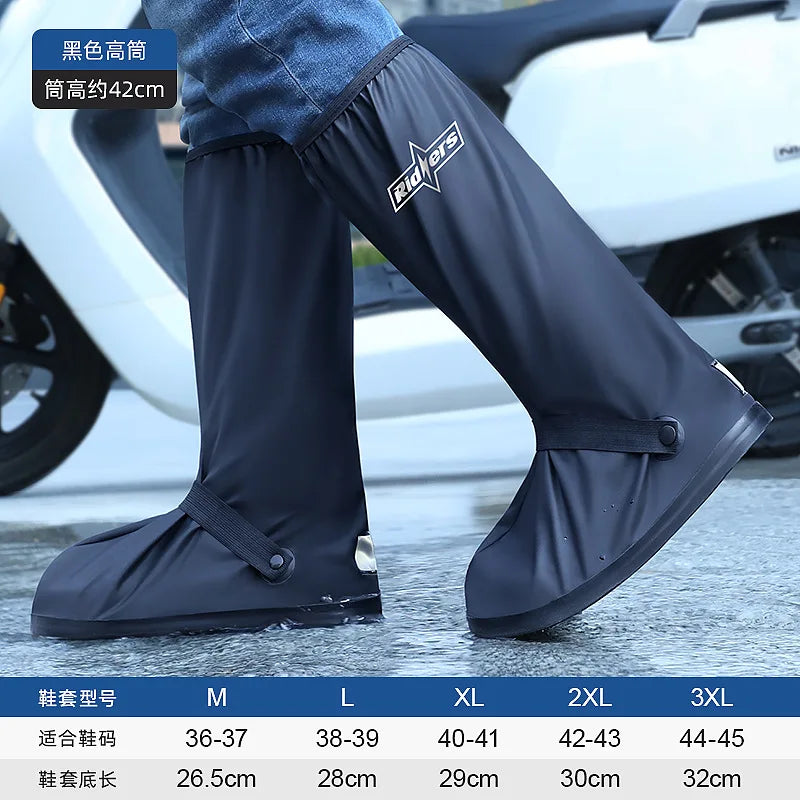 Adult Waterproof Shoe Covers Outdoor Travel Rainproof Shoe Covers Bandage Style Thickened Non-slip Rain Boots Covers