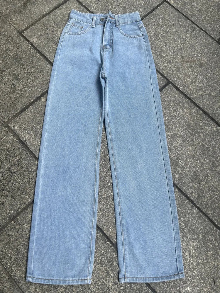 Women's Hot Sale High Waist Stretch Washed Denim Fashionable Straight Jeans Women's Pants women jeans black pants woman clothing