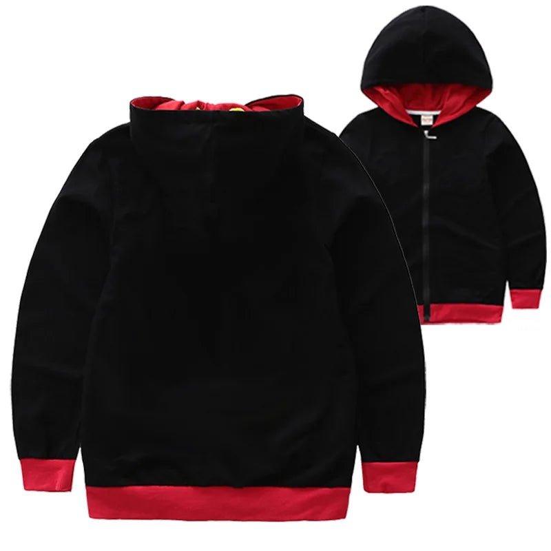 Spring Autumn Kids Baby Boys Coats Hooded Sweatshirt Girls Hoodies Children Jacket Toddler Outerwear Clothes Gray Blue Red 3-12T