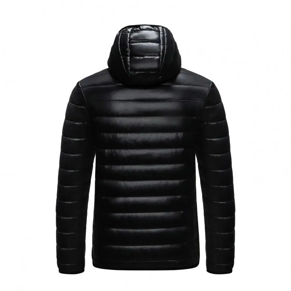 Winter Men Coat Hooded Cotton Padded Warm Windproof Parka Cotton-padded Zipper Closure Lightweight Male Down Coat Sports Clothes