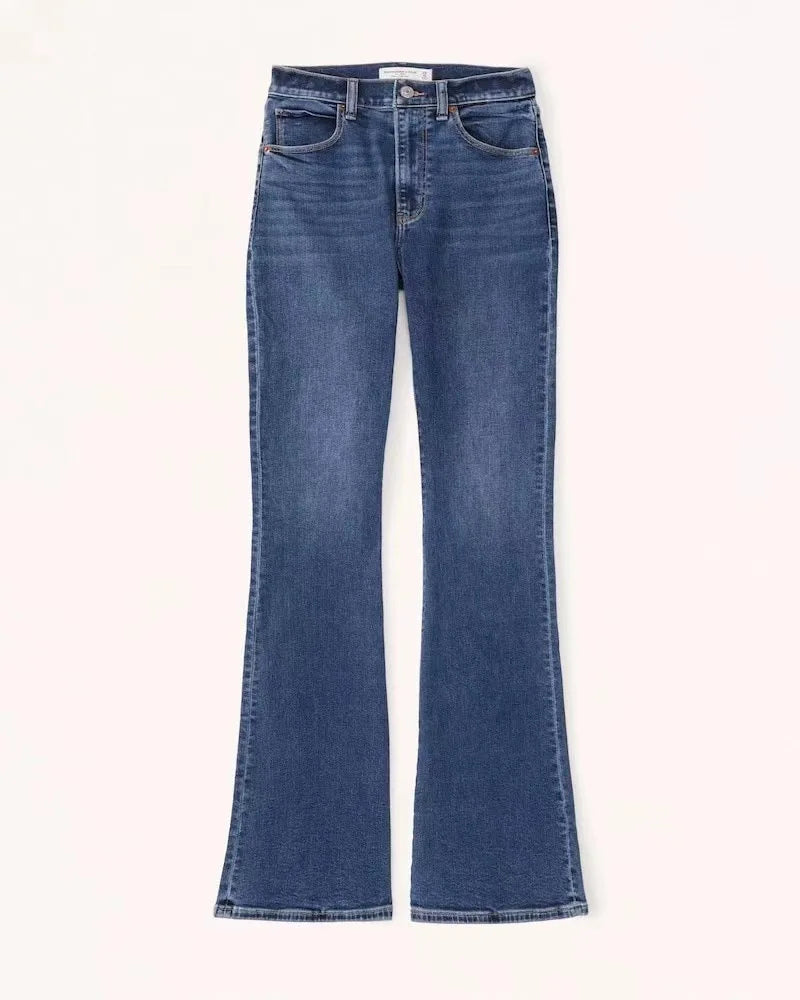 Pantalones vaqueros acampanados para mujer, de mezclilla, lavados, holgados, corte acampanado, bolsillos, estilo urbano, ligeramente elásticos, lisos, largos, primavera 2024