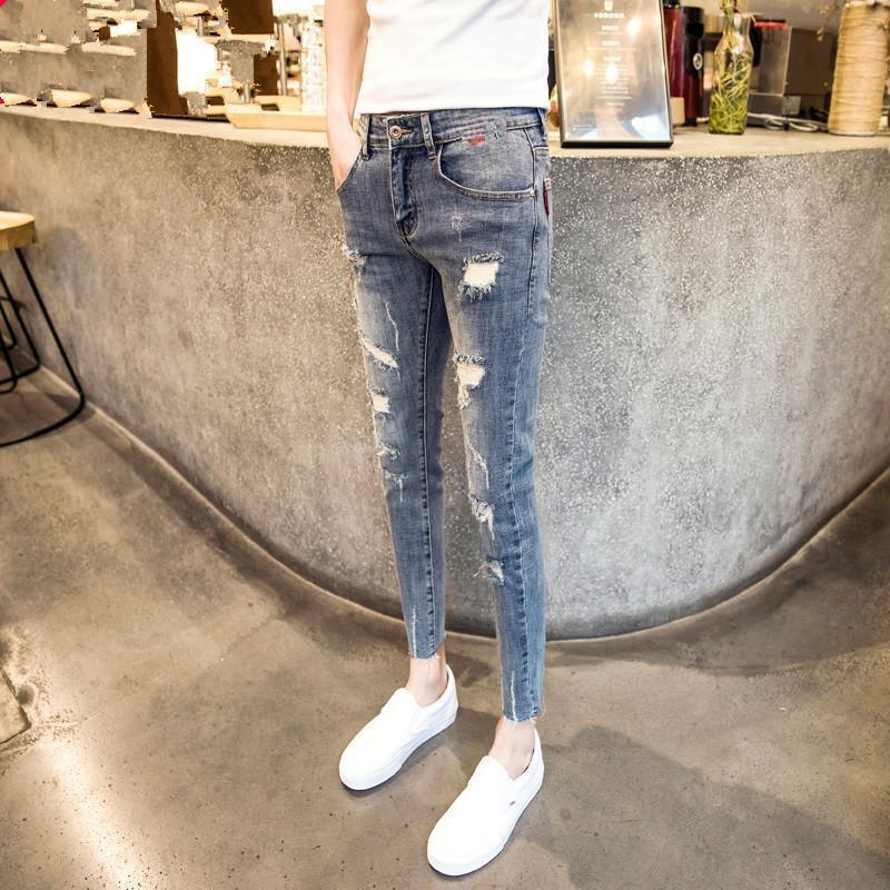 Spring Summer Work Wear Men Luxury Casual Fashion Korean Style Clothes Hip-hop Jeans Slim Japanese Streetwear Beggar Feet Pants