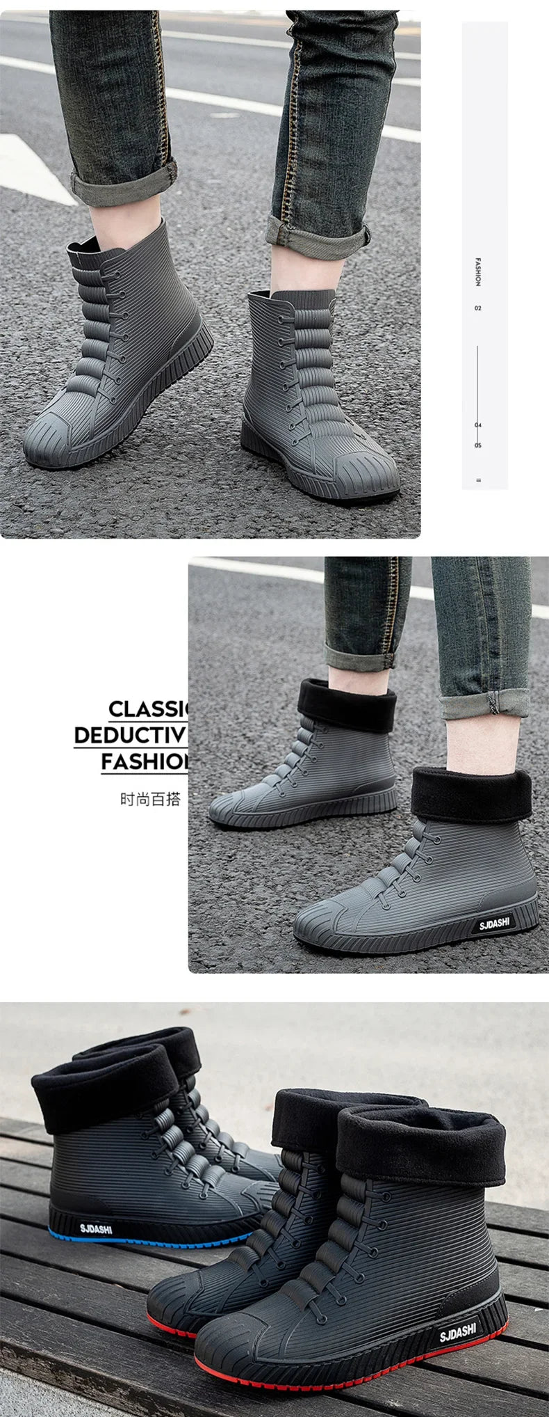 Nuevas botas impermeables de caña corta para hombre y mujer, forradas con forro polar, cálidas, antideslizantes, resistentes al desgaste, ideales para la lluvia y el exterior.